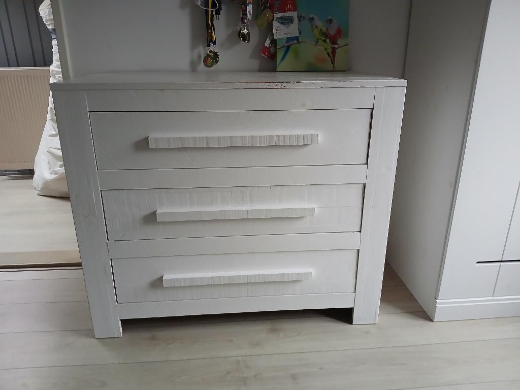 Mooi, witte commode kast, Ophalen, Gebruikt, 50 tot 70 cm, 100 cm of meer