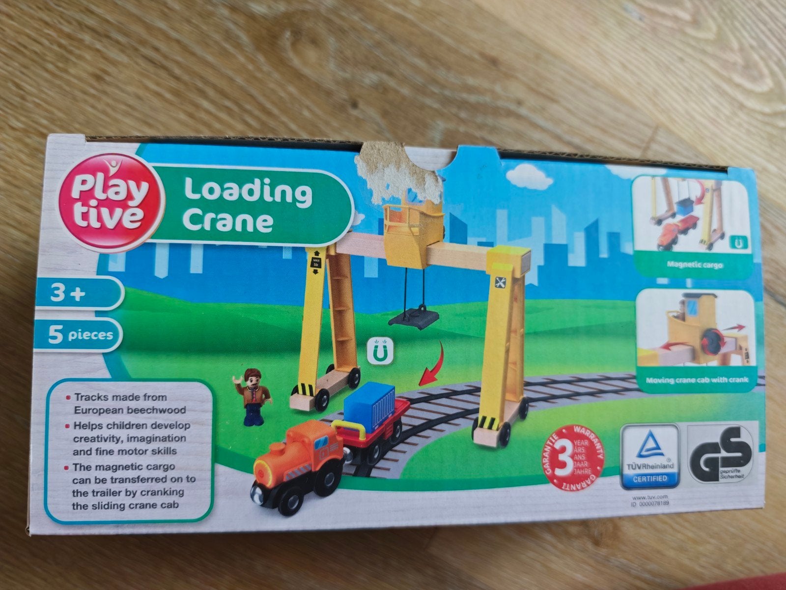 Playtive Houten Laadkraan met Trein en Vrachtwagen, Ophalen of Verzenden, Zo goed als nieuw