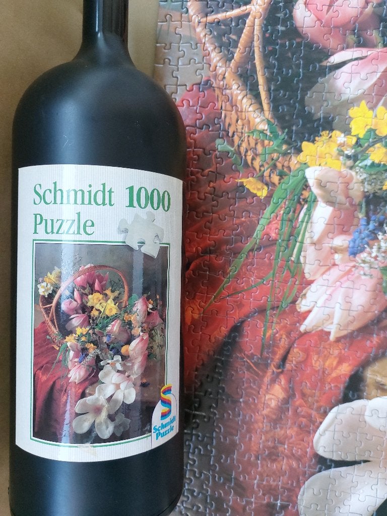 Flespuzzel bloemenmand - mooie puzzel in fles - 1000 stukjes, Ophalen, 500 t/m 1500 stukjes, Gebruikt
