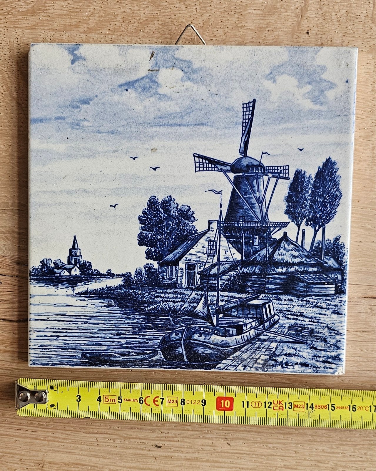 Delfts Blauw Tegel met Molen en Landschap, Antiek en Kunst, Ophalen of Verzenden