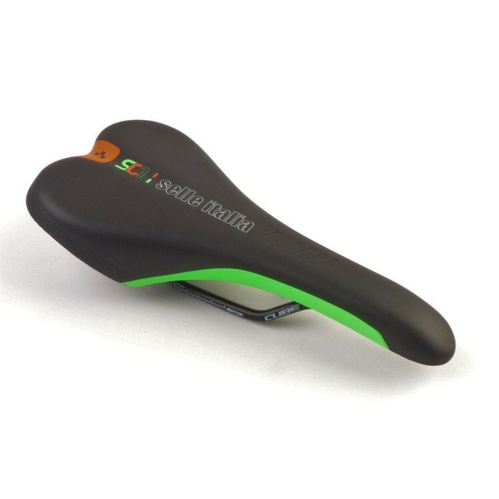Selle Italia zadel, SC1, Cube Edition, zwart/groen/oranje, Ophalen of Verzenden, Selle Italia, Racefiets, Zadel