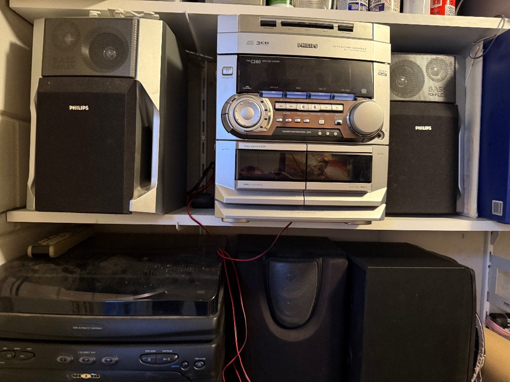 2x Stereo set 1xzwart 1 xzilver 1met picup, Ophalen, Gebruikt, Cd-speler, Philips