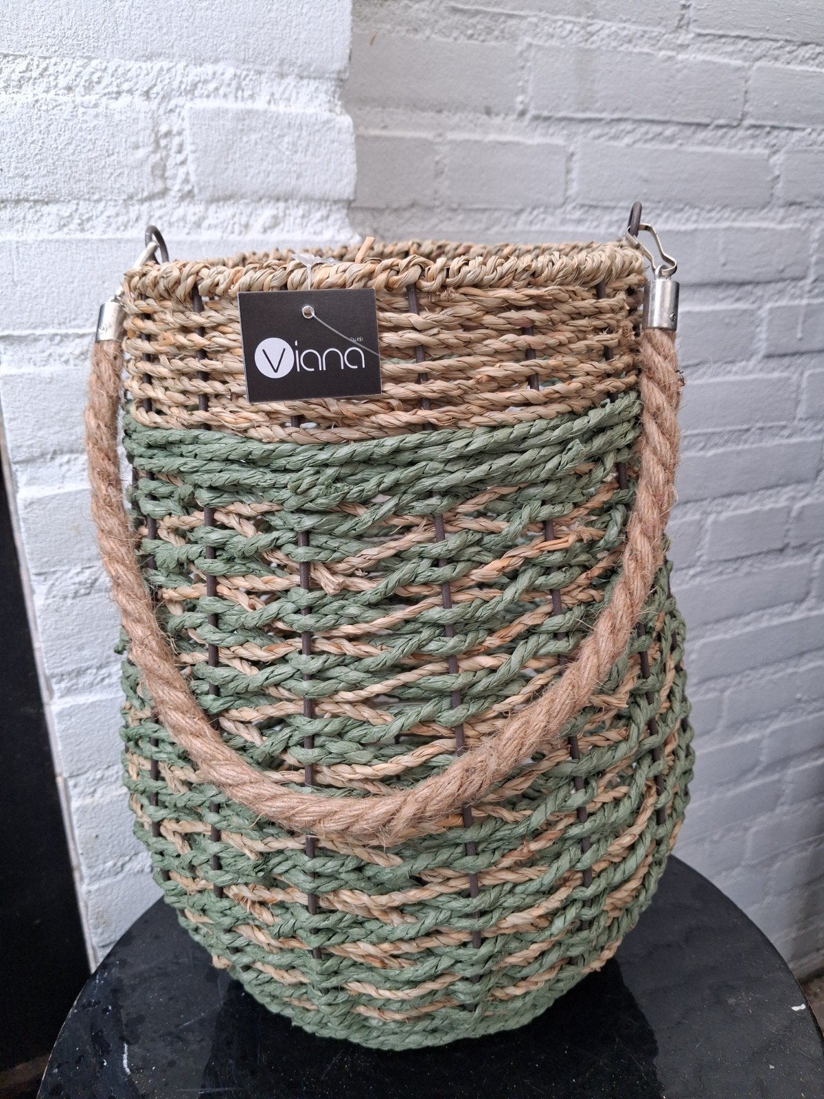 Rotan zeegras windlicht 32 cm, Verzenden