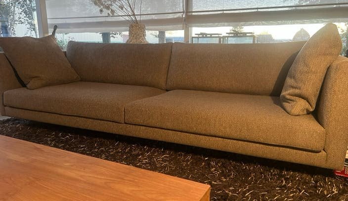 Lange 4-persoonsbank Baan Meubelen - Wol met polyester mix, Ophalen, Gebruikt, Rechte bank, Stof