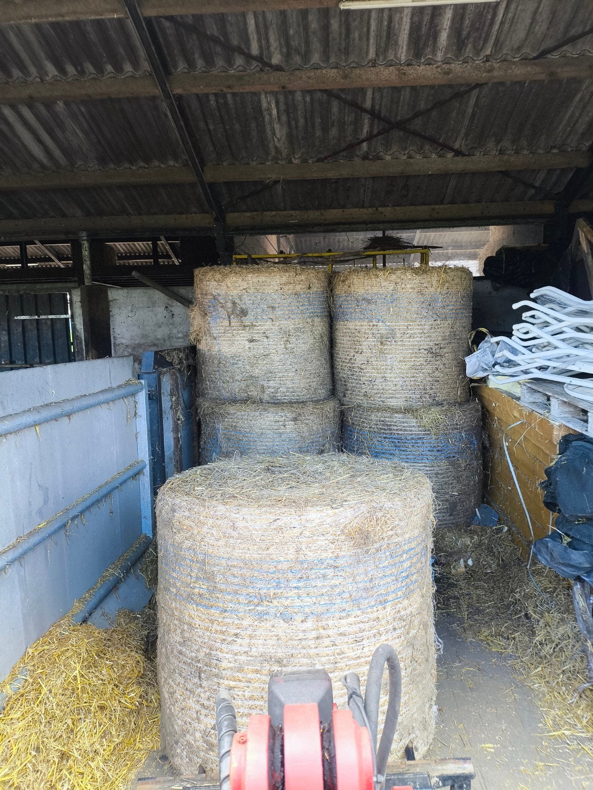 10 balen hooi 2e kwaliteit (300kg/stuk) met riet/pitrus, Ophalen