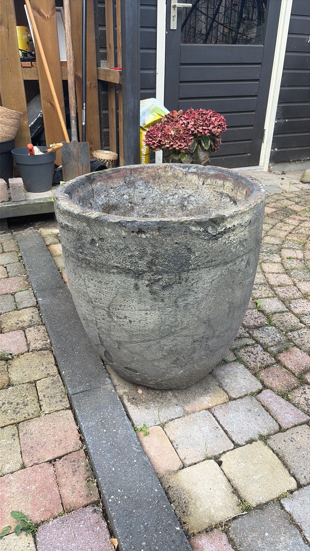 Bloempot steen, Ophalen, Steen, Gebruikt, Rond