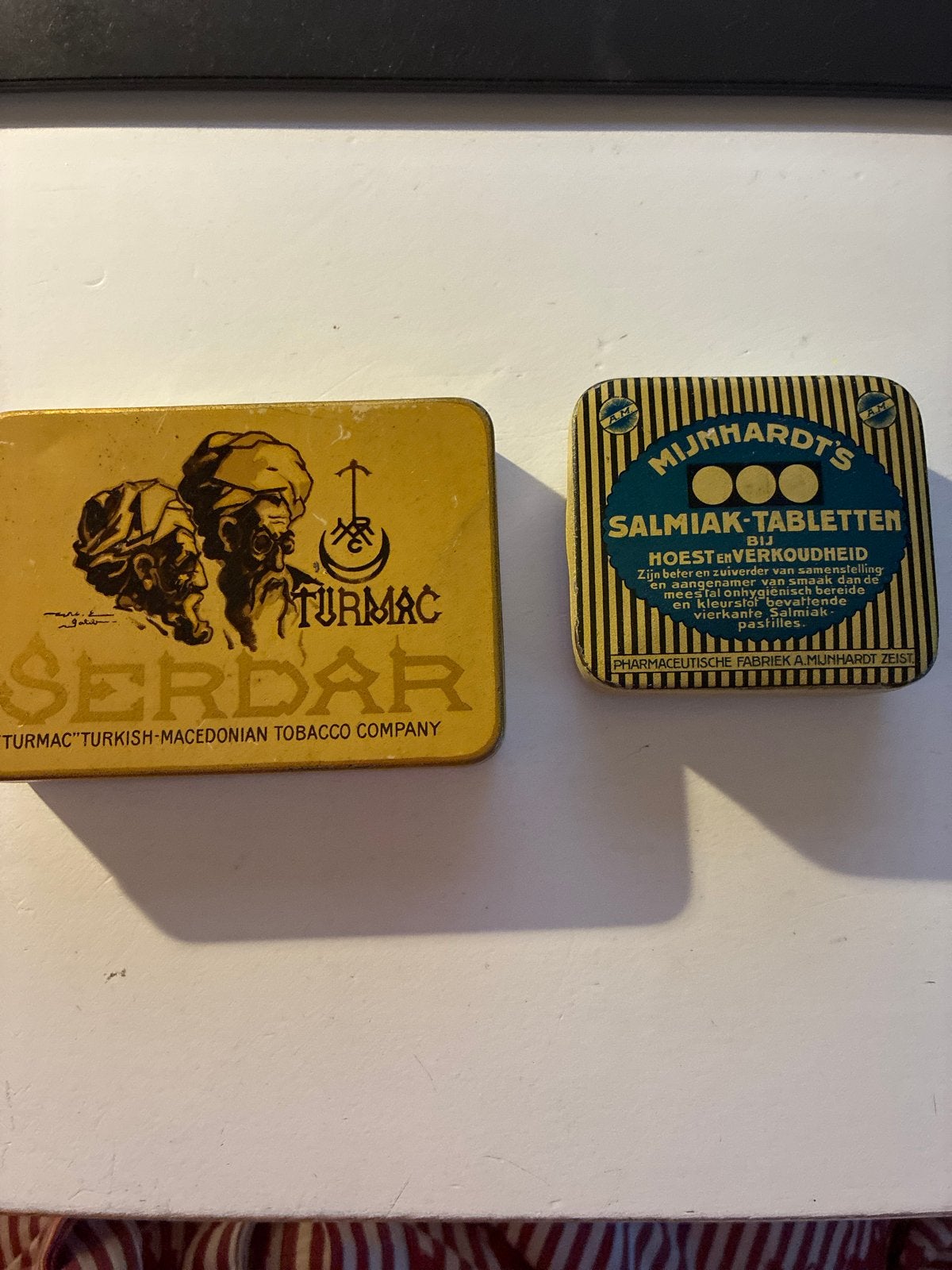 Vintage blikken: Turmac Serdar en Mijnhardt's Salmiak, Verzamelen, Blikken, Ophalen of Verzenden, Gebruikt, Overige, Overige merken