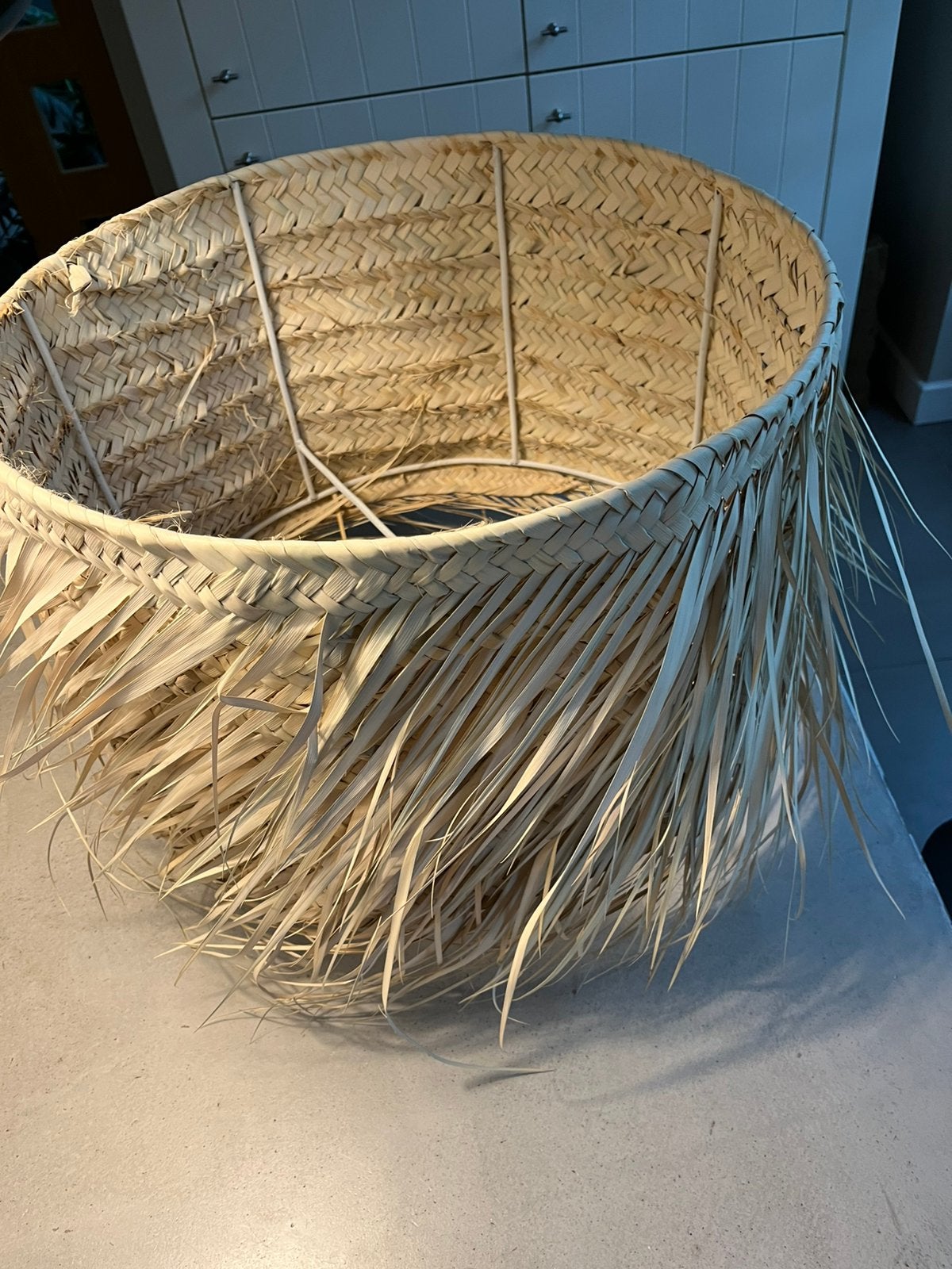 Lampenkap staande lamp, Ophalen, Ibiza, Afrikaans, Crème, Rond