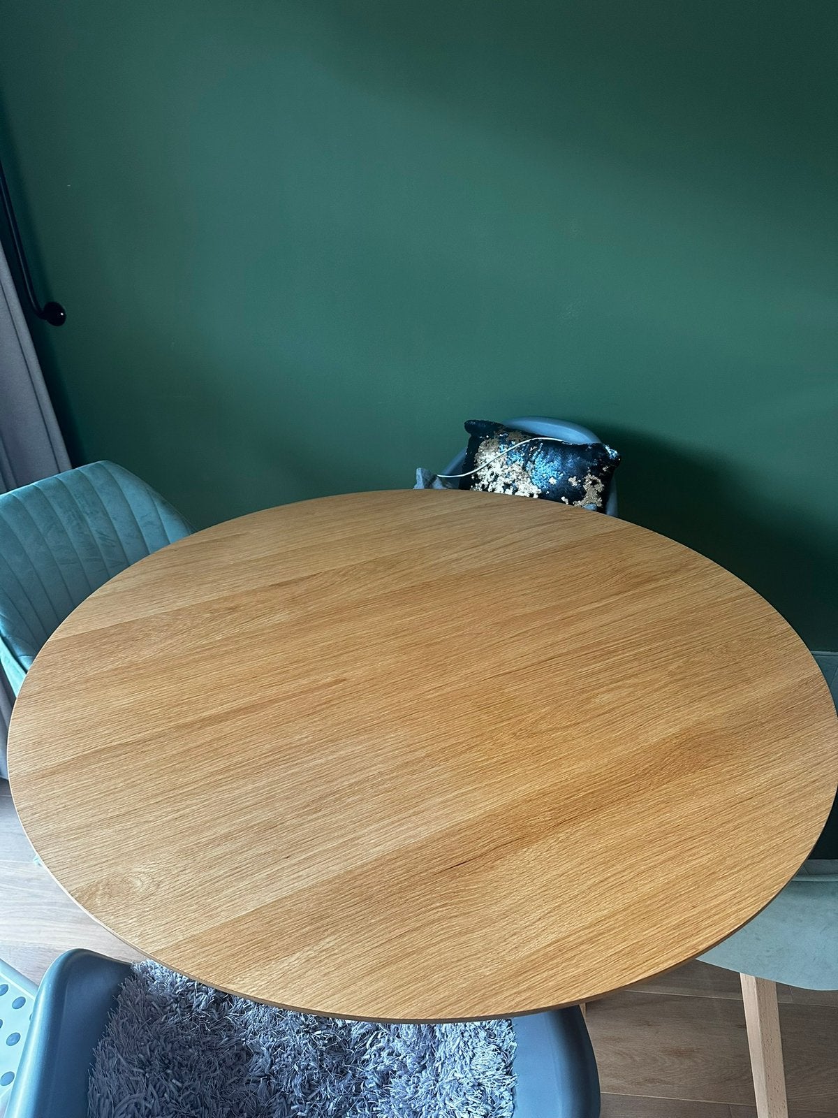 Oak veneer table 120x120cm, Ophalen, Gebruikt, Vier personen, 100 tot 150 cm