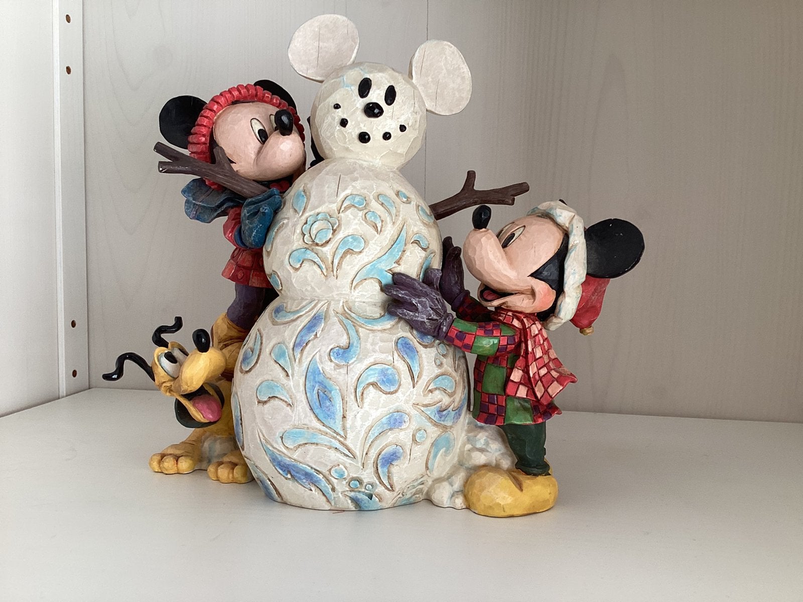 Disney traditions kerst sneeuwpop mickey,minnie,pluto, Ophalen, Mickey Mouse, Beeldje of Figuurtje