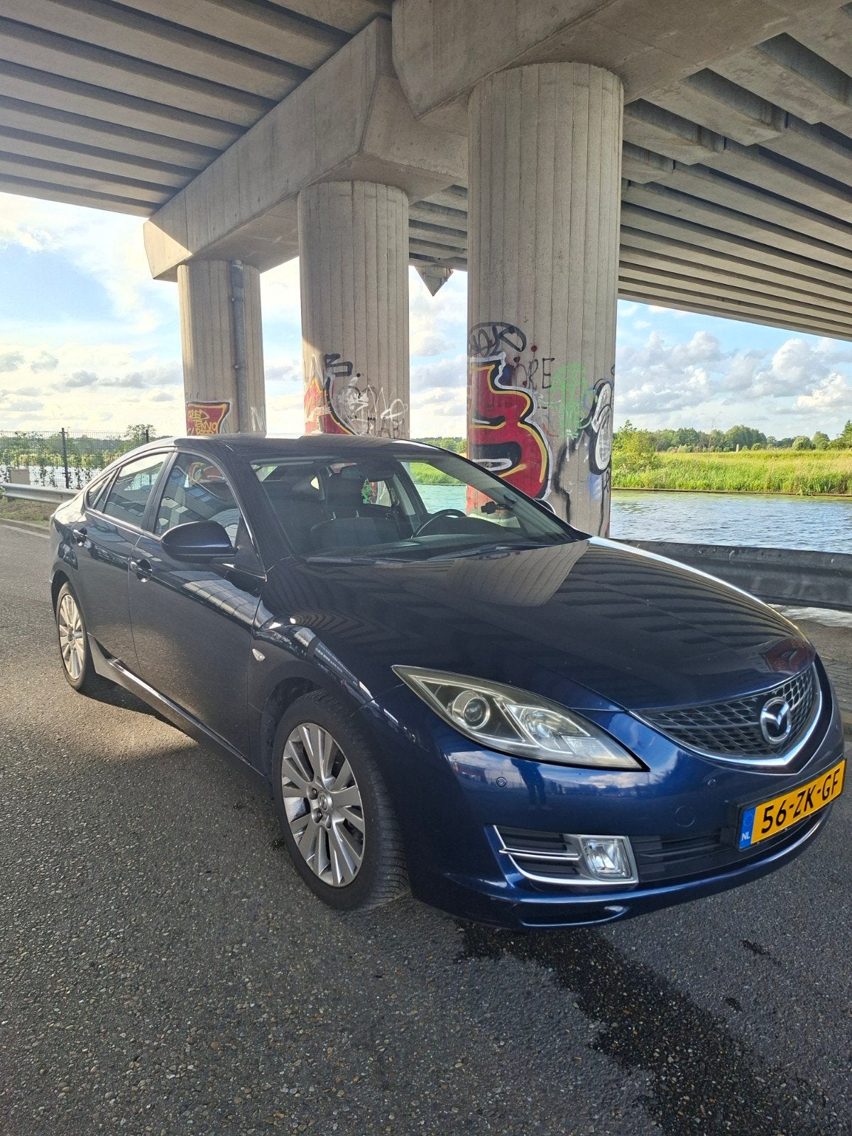 Mazda 6 2.0 Sport Hatchback 2008 Blauw, Auto's, Mazda, Voorwielaandrijving, 4 cilinders, Blauw, Handgeschakeld