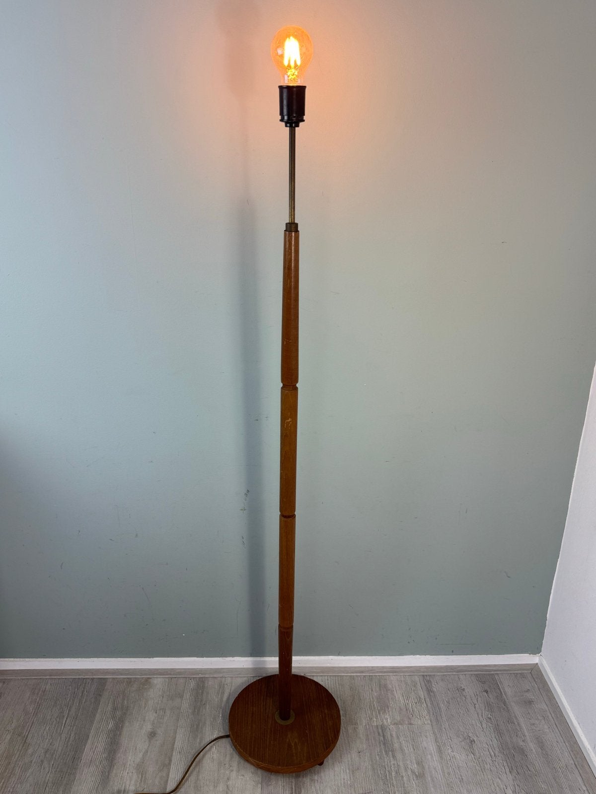 Vintage Deens design Mid-Century teak houten vloerlamp, Ophalen, Gebruikt, ?, 150 tot 200 cm