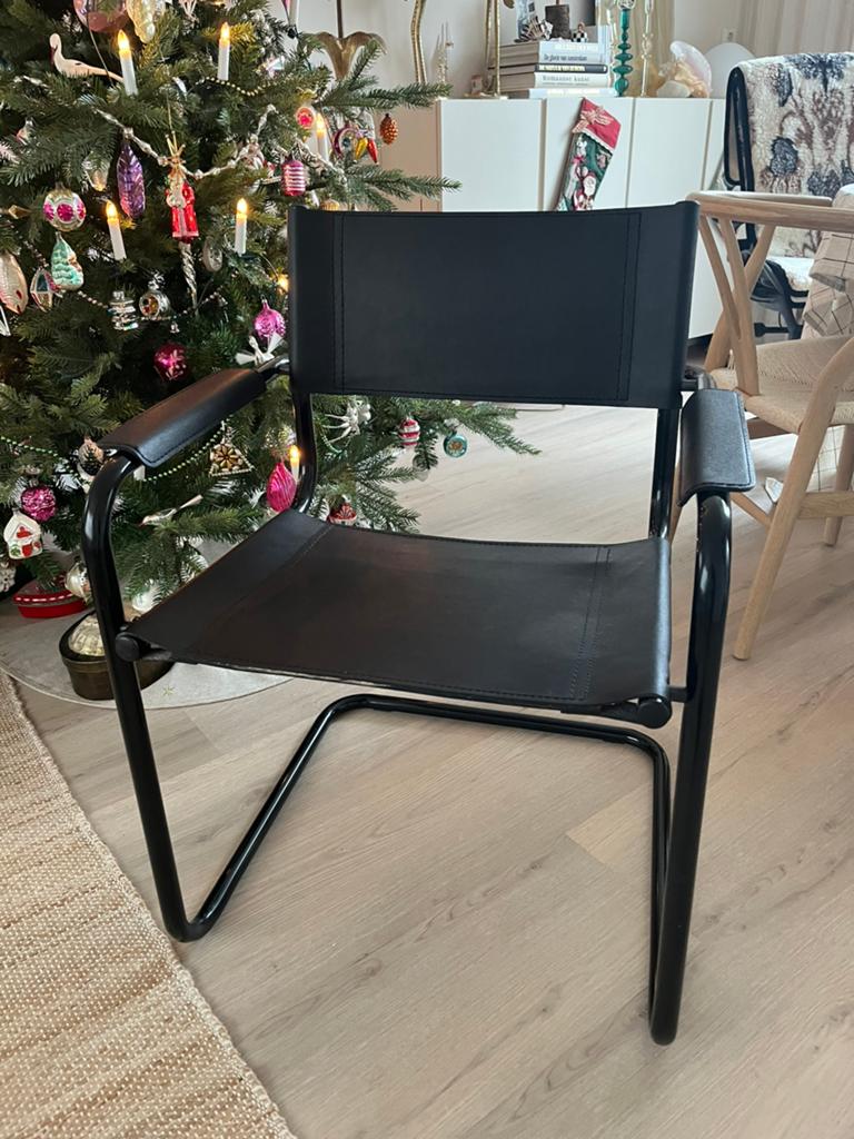 Vintage Marcel Breuer stoel, Ophalen, Zwart, Leer, Zo goed als nieuw