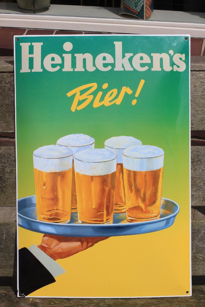 emaille bord heineken's bier, Ophalen of Verzenden