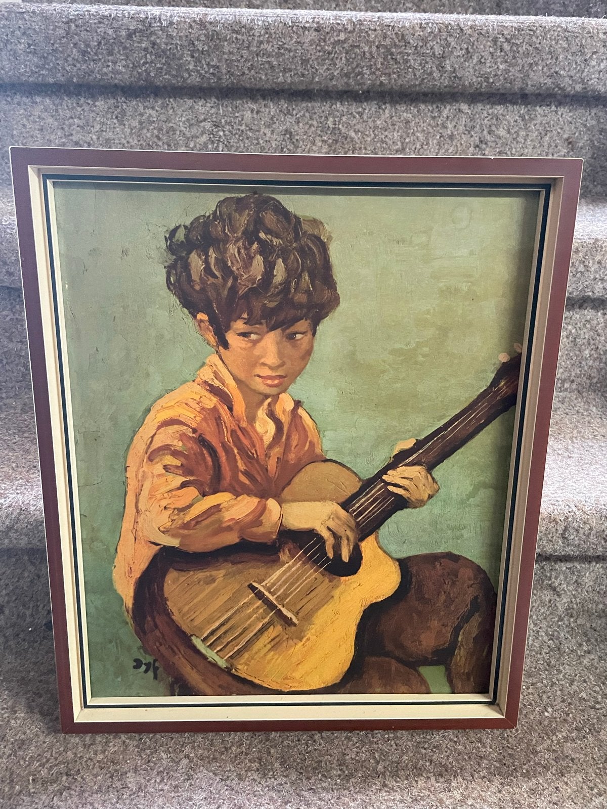 Vintage Schilderij 'Gipsy Boy' door M. Dyf -, Doek, Portret of Personen, Realistisch, Ophalen of Verzenden