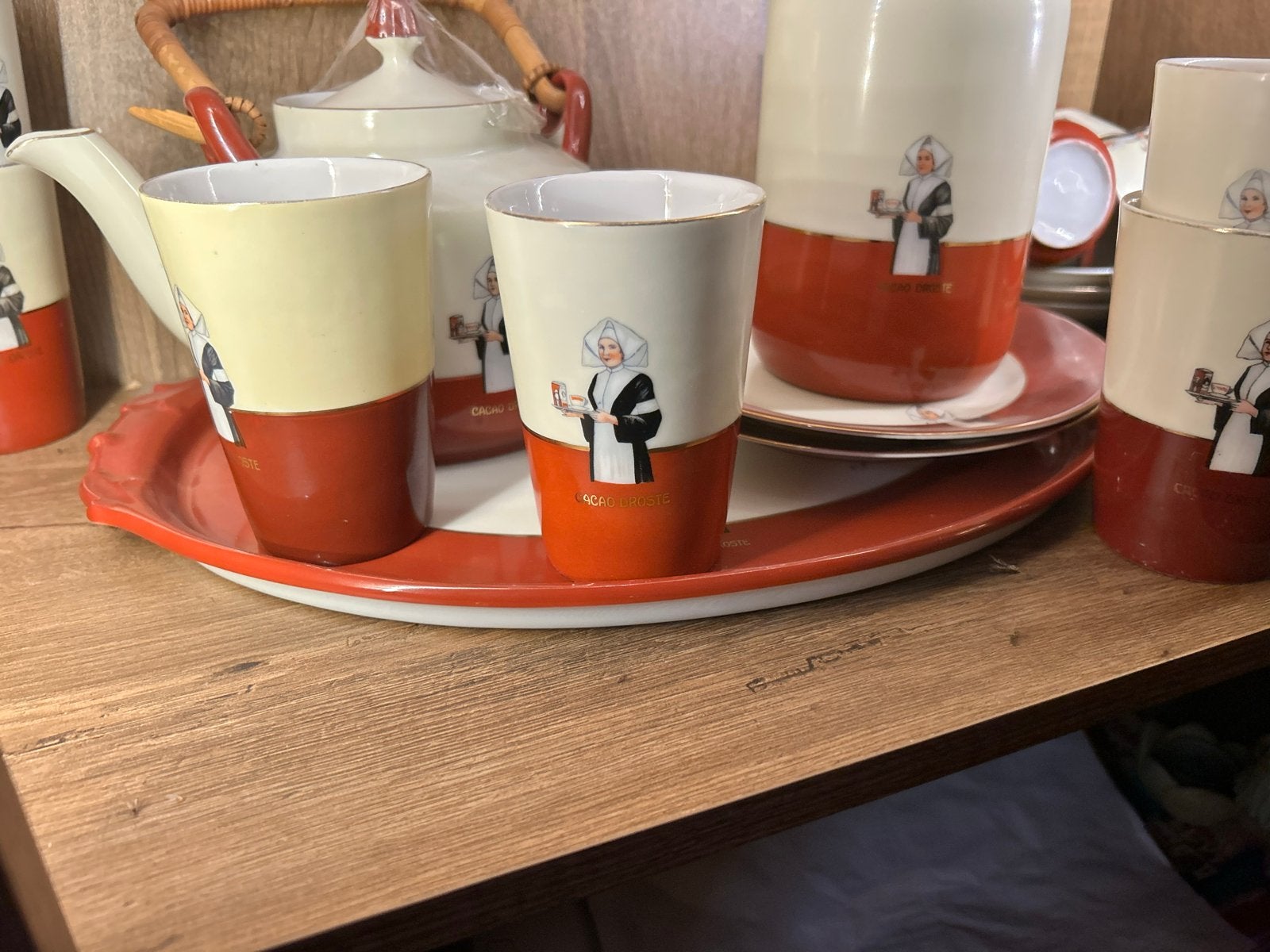 Vintage Droste Cacao servies set (compleet), Ophalen of Verzenden