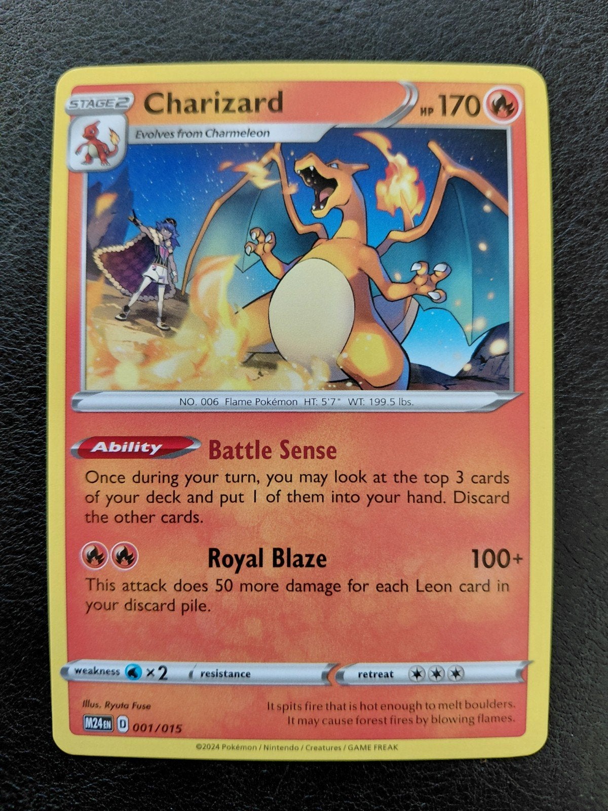 Charizard Pokémon kaart - M24 001/015, Ophalen of Verzenden, Zo goed als nieuw, Losse kaart