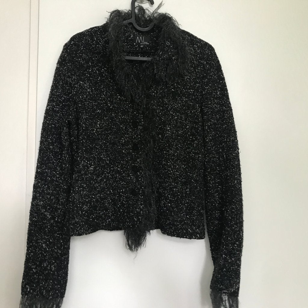 ML collections jasje wol zwart wit maat 42, Ophalen of Verzenden, Zo goed als nieuw, Maat 42/44 (L), Zwart
