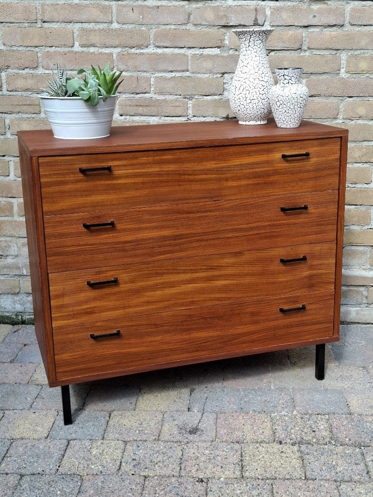 Vintage Simpla Lux Ladekast – Jaren 60 Teakhout - Midcentury, Ophalen, Gebruikt, Teakhout, 50 tot 100 cm