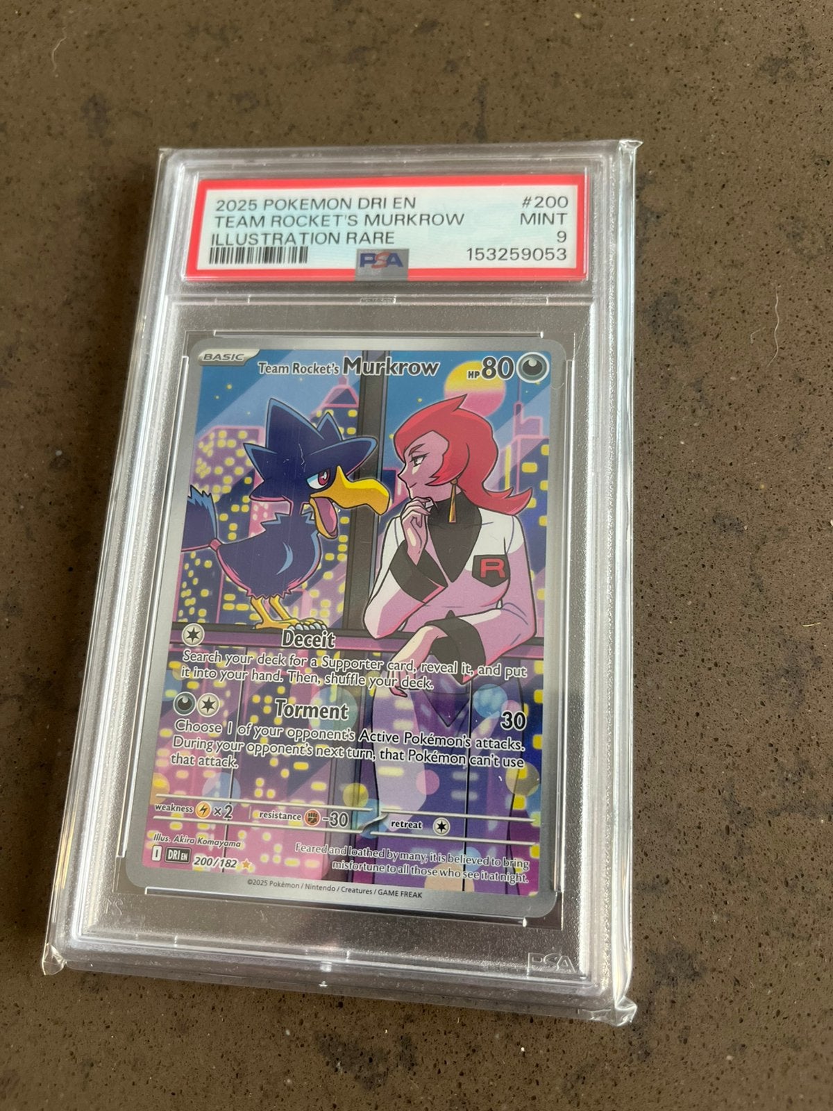 Team Rocket’s Murkrow PSA 9 - Destined Rivals 2025, Verzenden, Zo goed als nieuw, Losse kaart, Foil