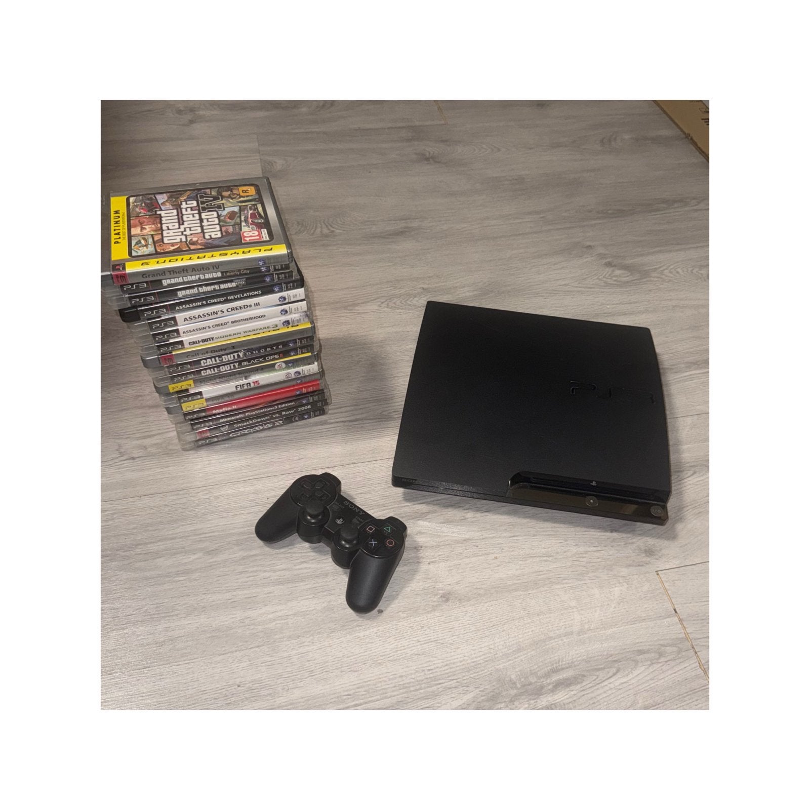 PS3 Slim 160GB met 1 controller en 18 games, Spelcomputers en Games, Ophalen of Verzenden, 160 GB, Met 1 controller, Slim