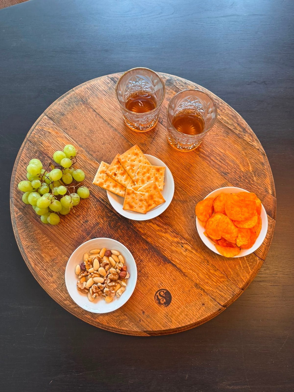 Whisky Proefplank - Draaibare Proefplank van Barrel head, Rond, Nieuw, Ophalen of Verzenden, Afneembaar