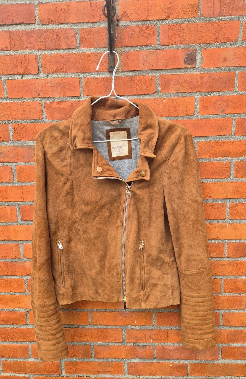 Esprit suède bikerjack geitenleer cognac jack, Esprit, Ophalen of Verzenden, Maat 36 (S), Bruin