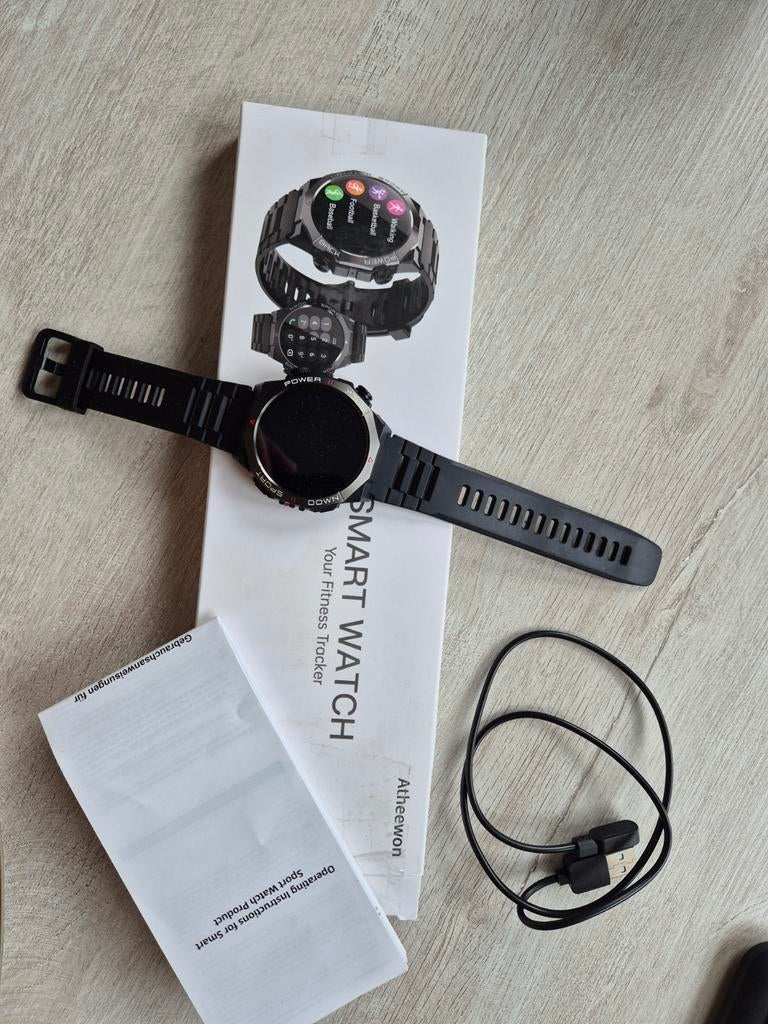 Smartwatch Atheewon, Ophalen of Verzenden, Zo goed als nieuw, Zwart, Android