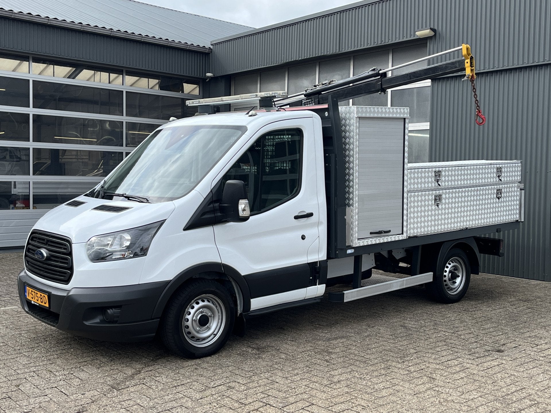 Ford Transit 310 2.0 TDCI Hiab Laadkraan Euro 6 Bpm vrij Air, Voorwielaandrijving, 4 cilinders, Wit, Origineel Nederlands
