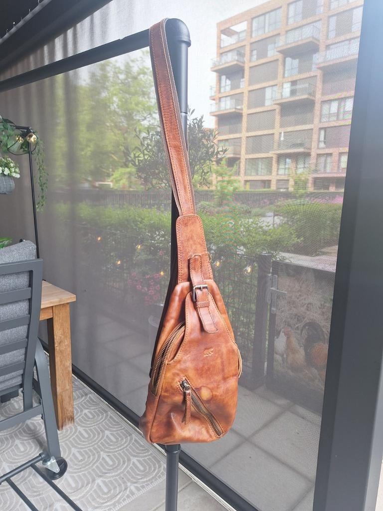 Leren schoudertas / crossbody tas bruin.Bear Design Daley ru, Gebruikt, Bruin, Leer, Ophalen