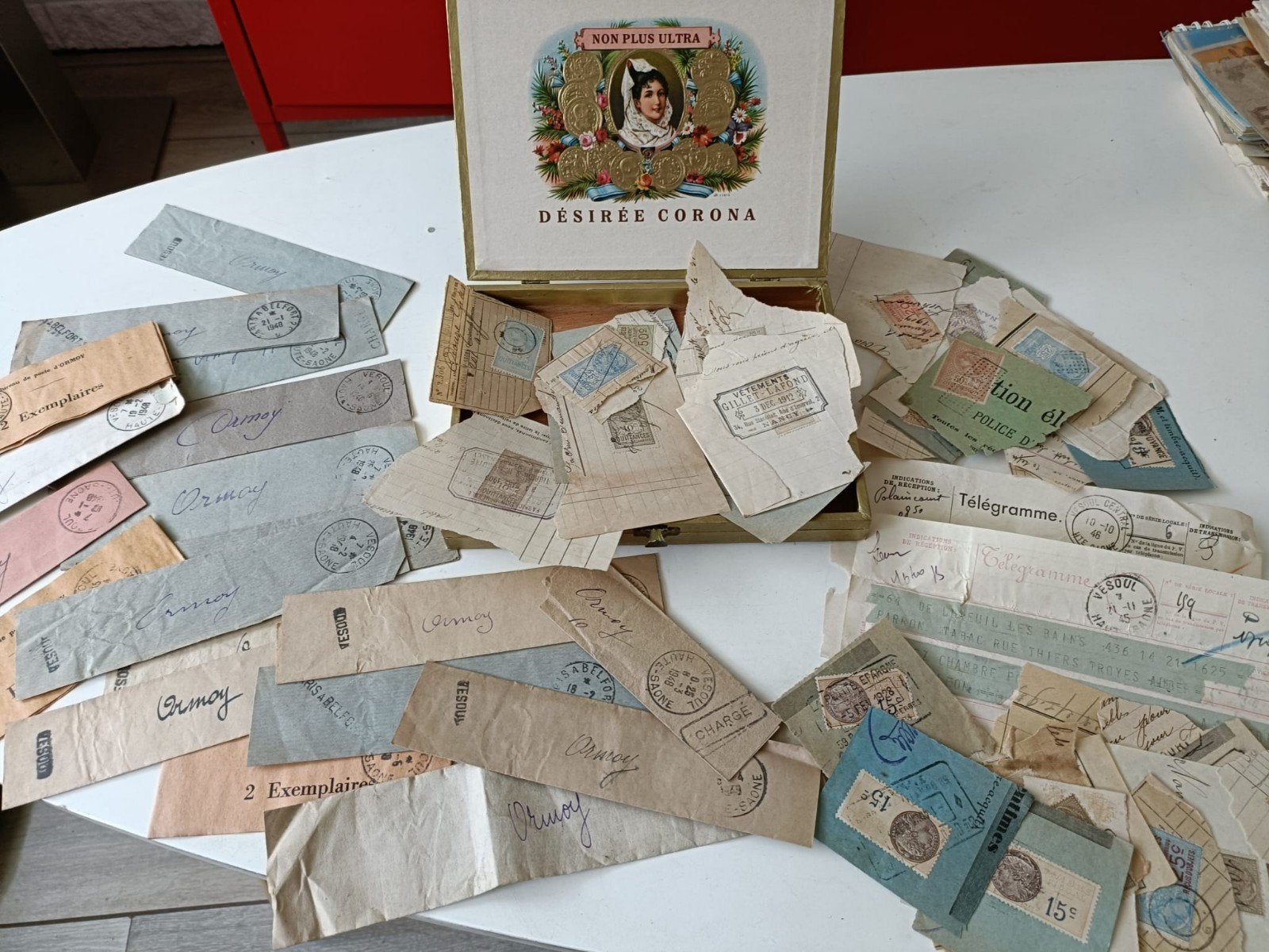 Vintage Franse fiscale postzegels & documenten - collectie, Antiek en Kunst, Ophalen
