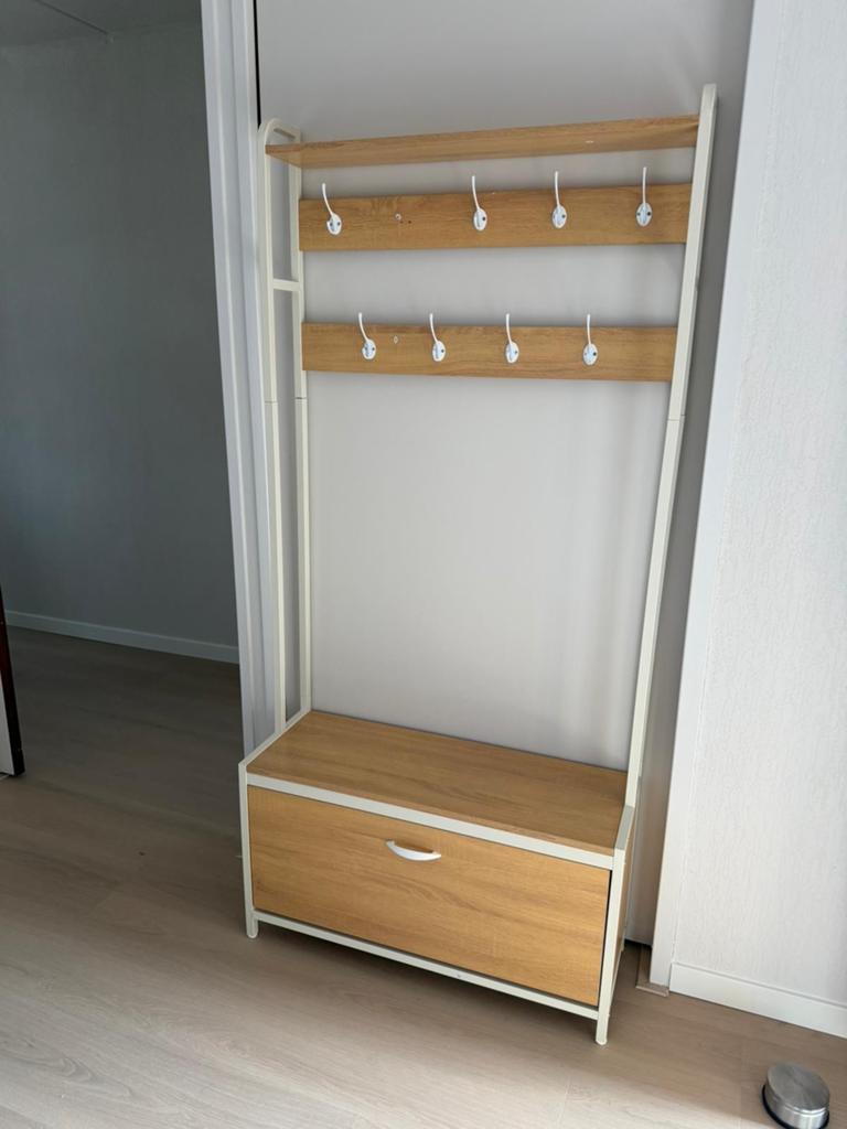 Moderne kapstok met bankje en opbergruimte voor schoenen, Huis en Inrichting, Woonaccessoires | Kapstokken, Ophalen, Zo goed als nieuw
