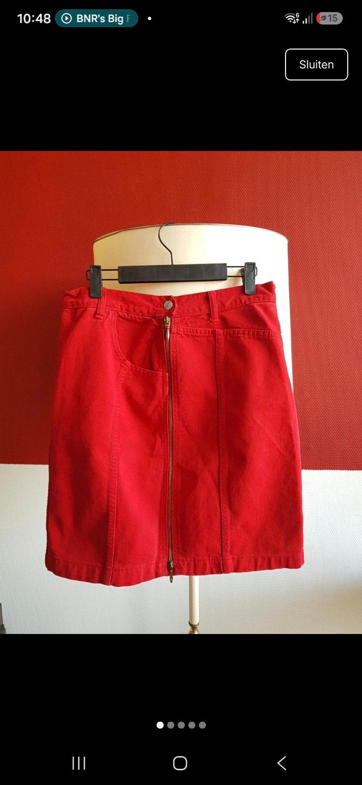 Vintage rode rok uit de jaren '70, Italiaans design, Kleding | Dames, Ophalen of Verzenden, Onbekend, Maat 36 (S), Gedragen
