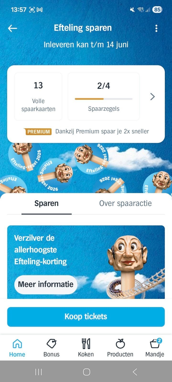 Efteling spaarzegels en volle spaarkaarten, Ophalen, Overige soorten, Zegels, Bonnen of Punten