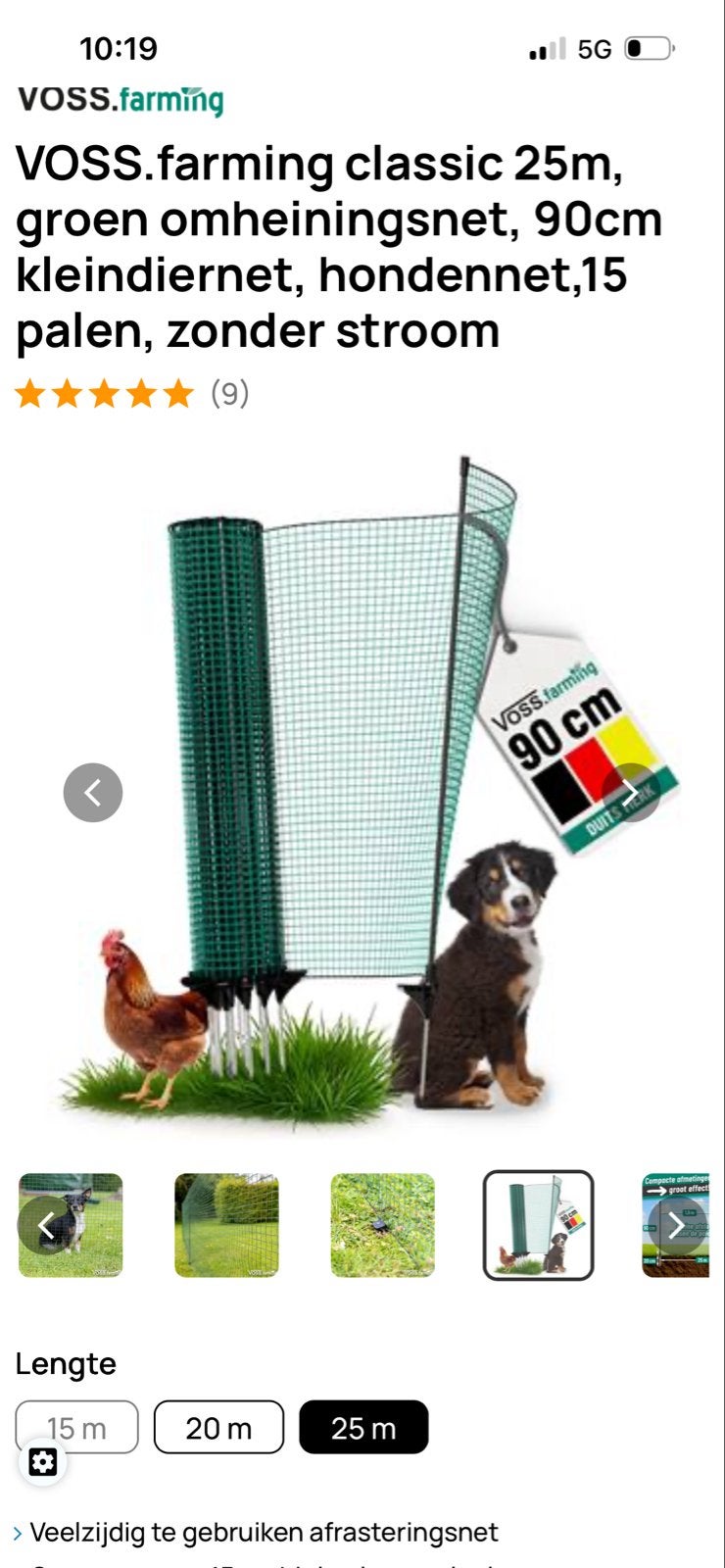 VOSS.farming afrasteringsnet 25m, 90 cm hoog, Tuin en Terras, Tuinhekken en Hekwerk, Ophalen, Nieuw, Kunststof, Gaashekwerk