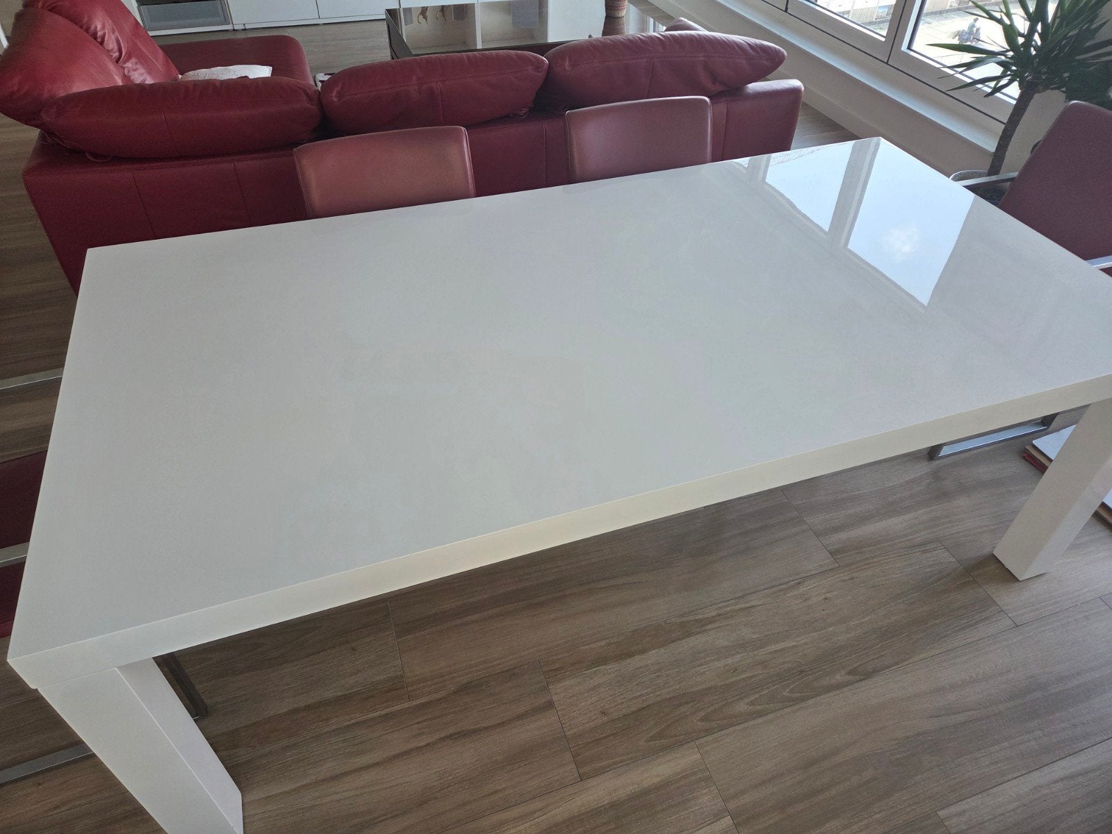 laatste weekend!! Eettafel wit en glans 2.2m, Ophalen, Overige materialen, 100 tot 150 cm, 200 cm of meer