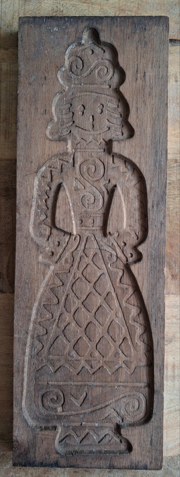 Brocante speculaasplank vrouwfiguur, Ophalen of Verzenden