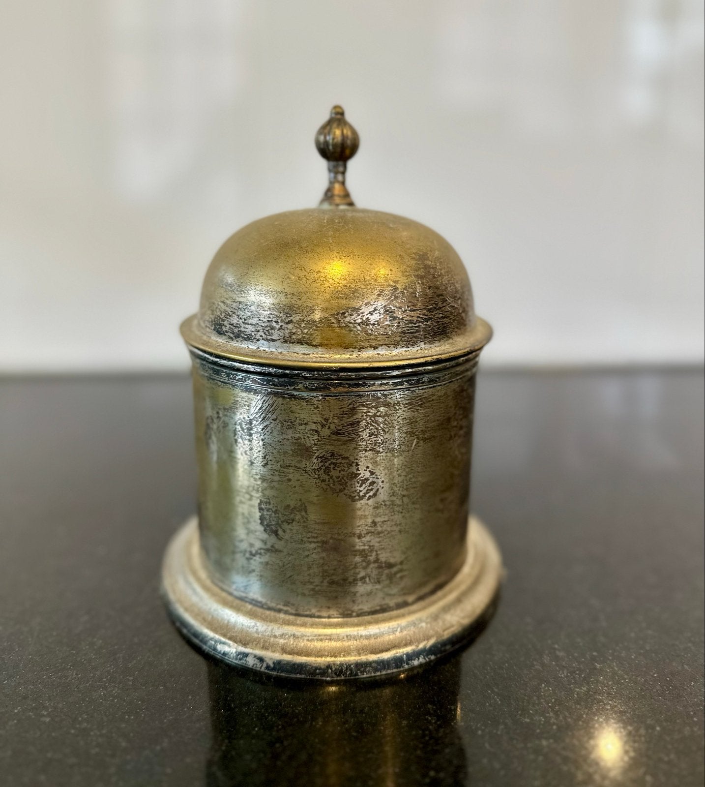 Antieke zilverkleurige pot met deksel, Antiek en Kunst, Ophalen of Verzenden