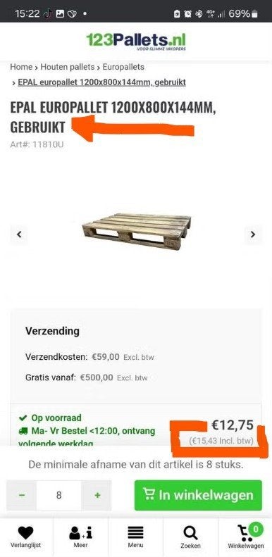 Nog 1 europallets voor tuinbank tafel setje bed zelf, Ophalen, Gebruikt, Hout
