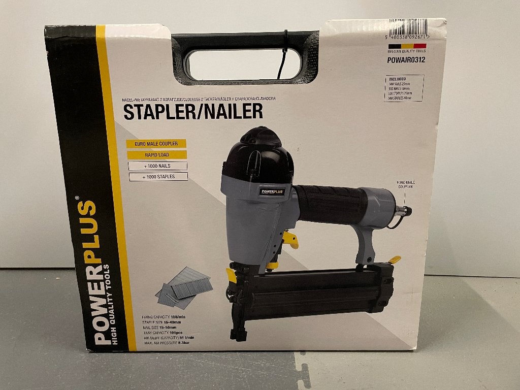 Nieuw Powerplus  pneumatische tacker niet nagelpistool., Ophalen of Verzenden, Nieuw, Tacker/nietmachine