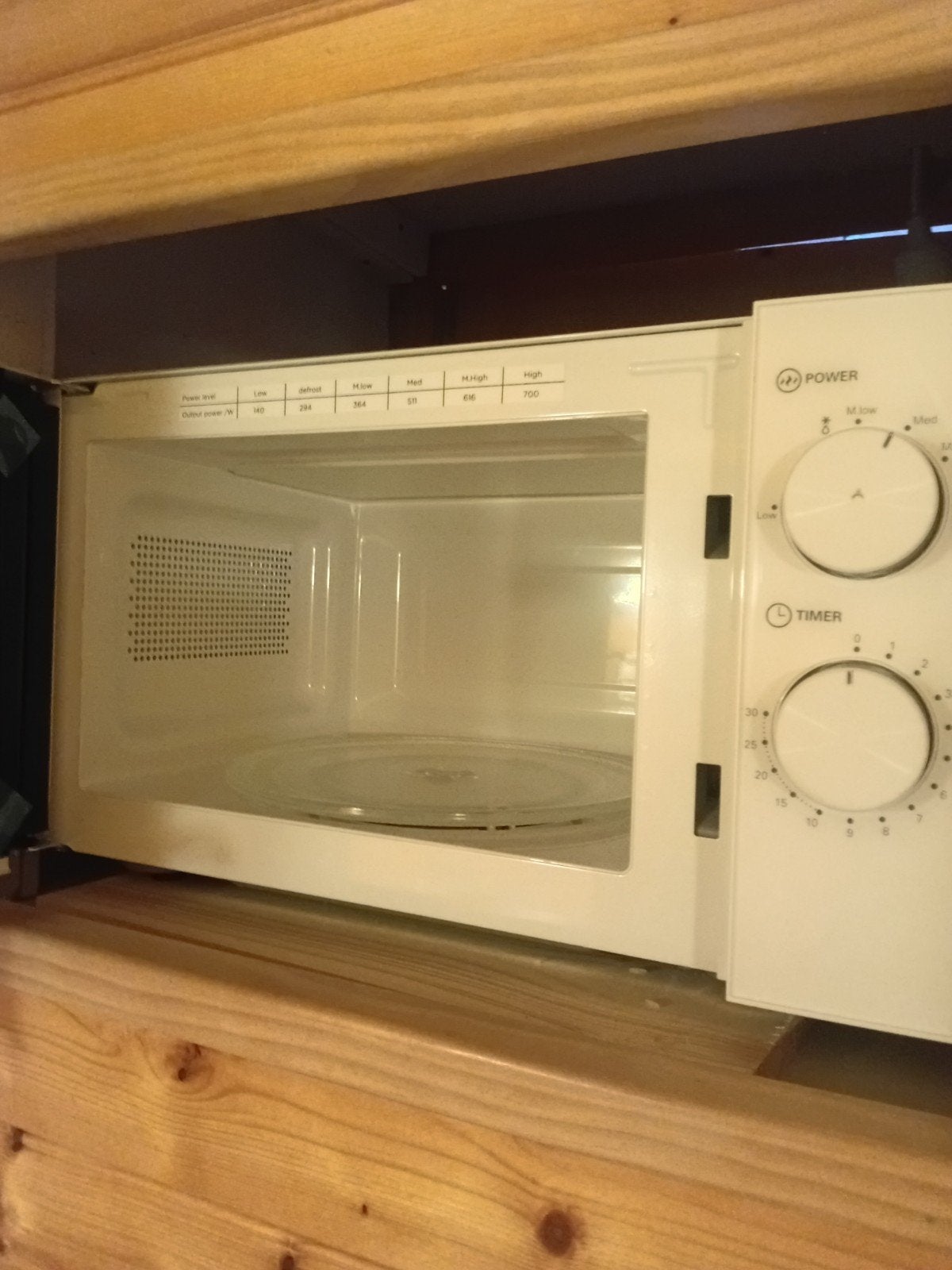 Witte Magnetron met Draaiplateau en Timer, Ophalen, Gebruikt, Magnetron, Draaiplateau