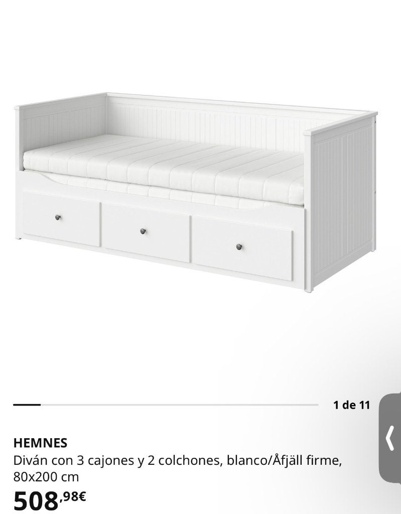 Hemnes Bedbank, Huis en Inrichting, Ophalen, Gebruikt, Wit, Tweepersoons