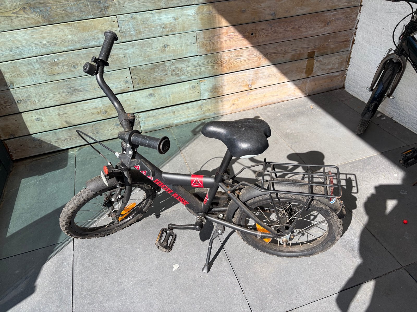 Kinderfiets 16 inch met bagagedrager - High Risk, Fietsen en Brommers, Fietsen | Kinderfietsjes, Ophalen, Gebruikt, Velgrem, Minder dan 16 inch