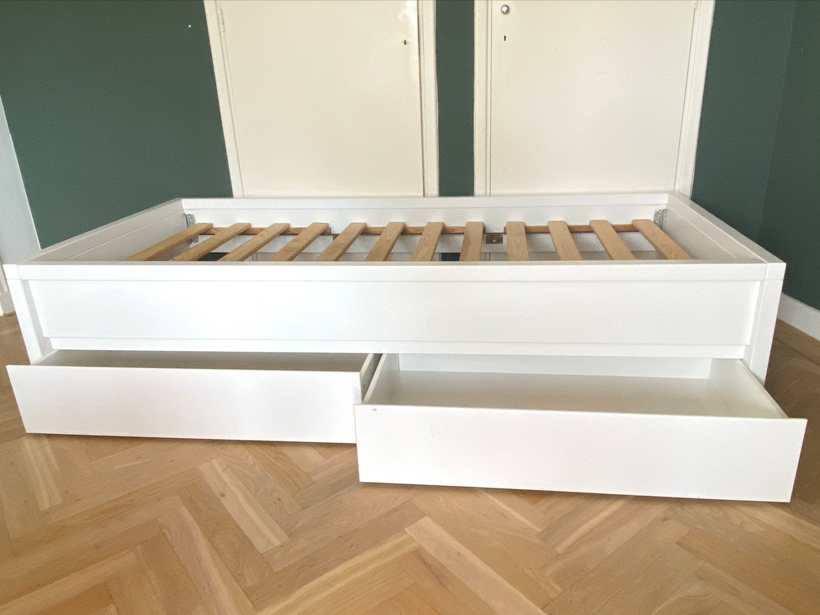 Bopita bed 90x200 wit met lades en lattenbodem, Ophalen, Gebruikt, 90 cm, Eenpersoons