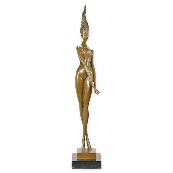 Enorme luxe bronzen sculptuur naakte vrouw beeld 1 meter, Ophalen, Brons, 1 meter - 2 meter, Beeld