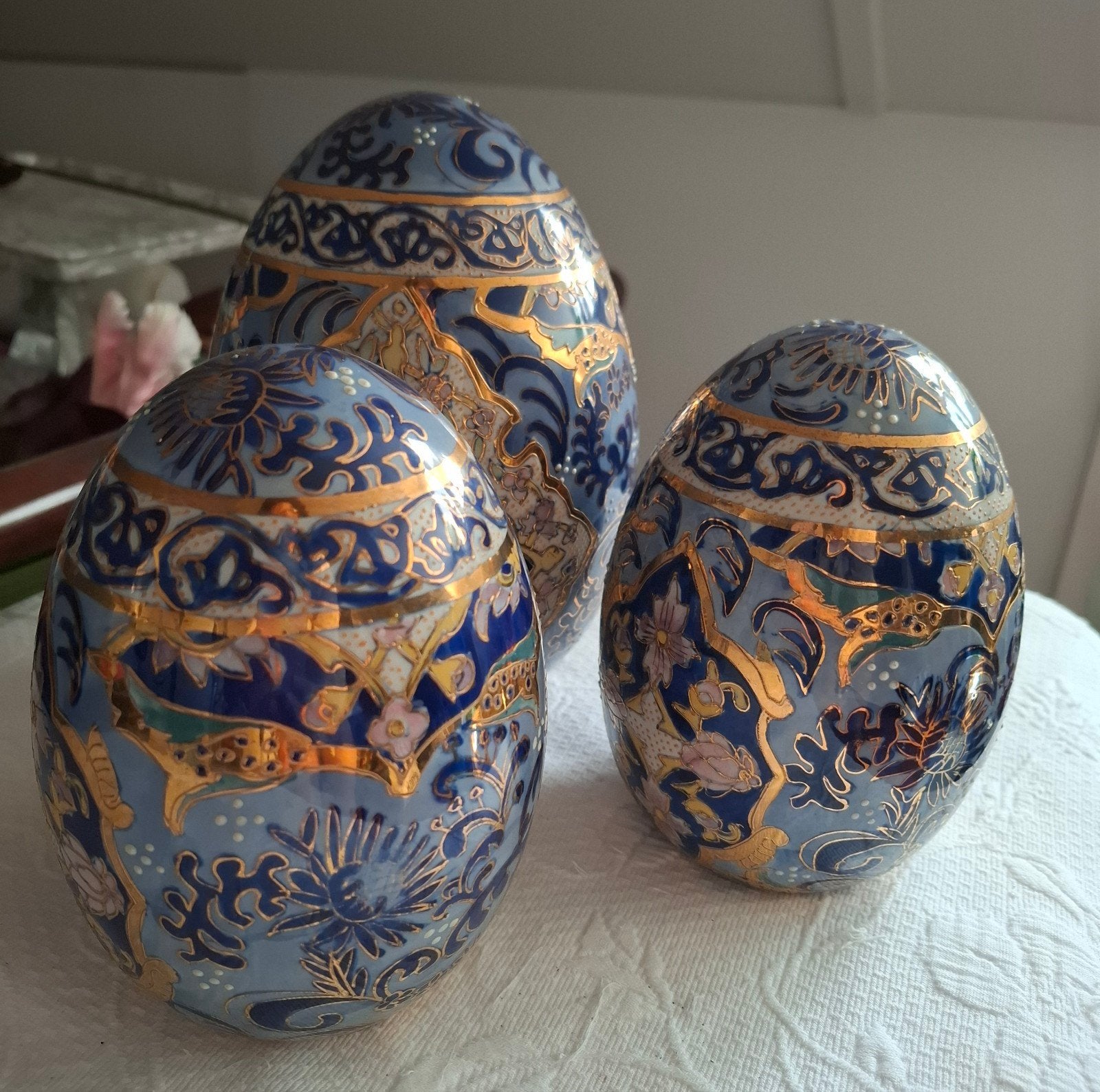 Prachtige 3-delige Set Vintage Satsuma-stijl Porseleinen Eie, Ophalen of Verzenden