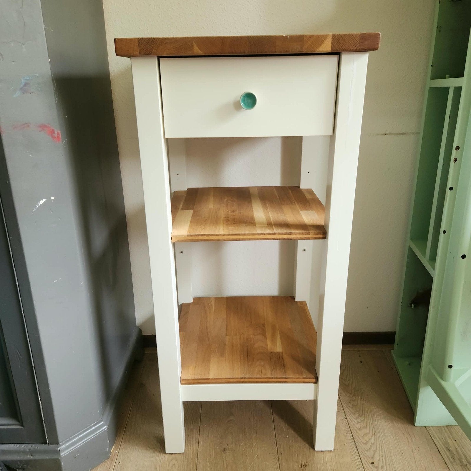 IKEA STENSTORP roltafel/keukentafel met lade en planken, Ophalen, 50 tot 100 cm, Modern, Scandinavisch, Gebruikt