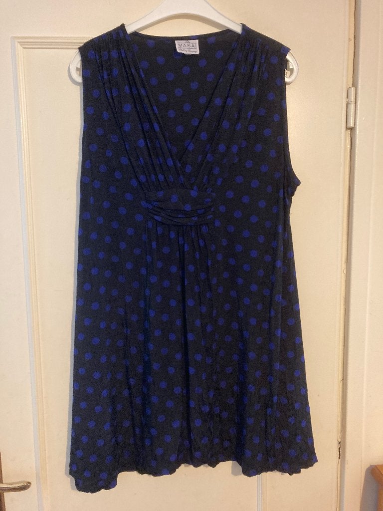 Aparte paarse katoenen blouse met stippen van Masai, maat L, Verzenden, Paars, Maat 42/44 (L), Zo goed als nieuw