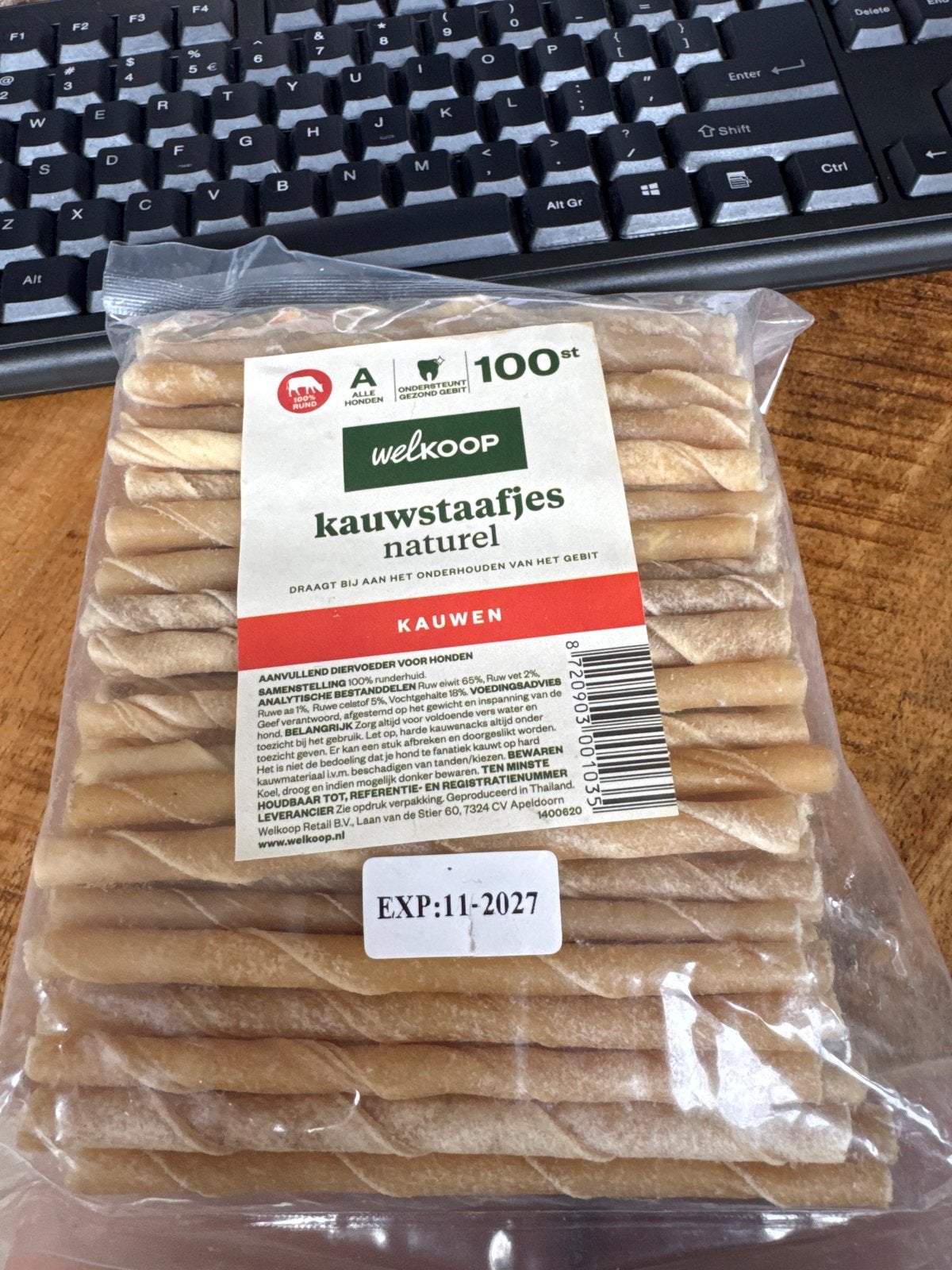 100 kauwstaafjes naturel, Ophalen of Verzenden, Nieuw