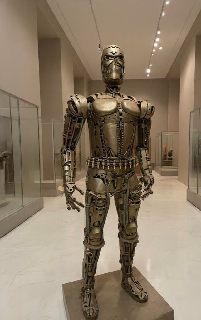 Unieke metalen robot sculptuur  Handgemaakt kunstwerk, Overige onderwerpen, Meer dan 2 meter, Ophalen of Verzenden, Handgemaakt